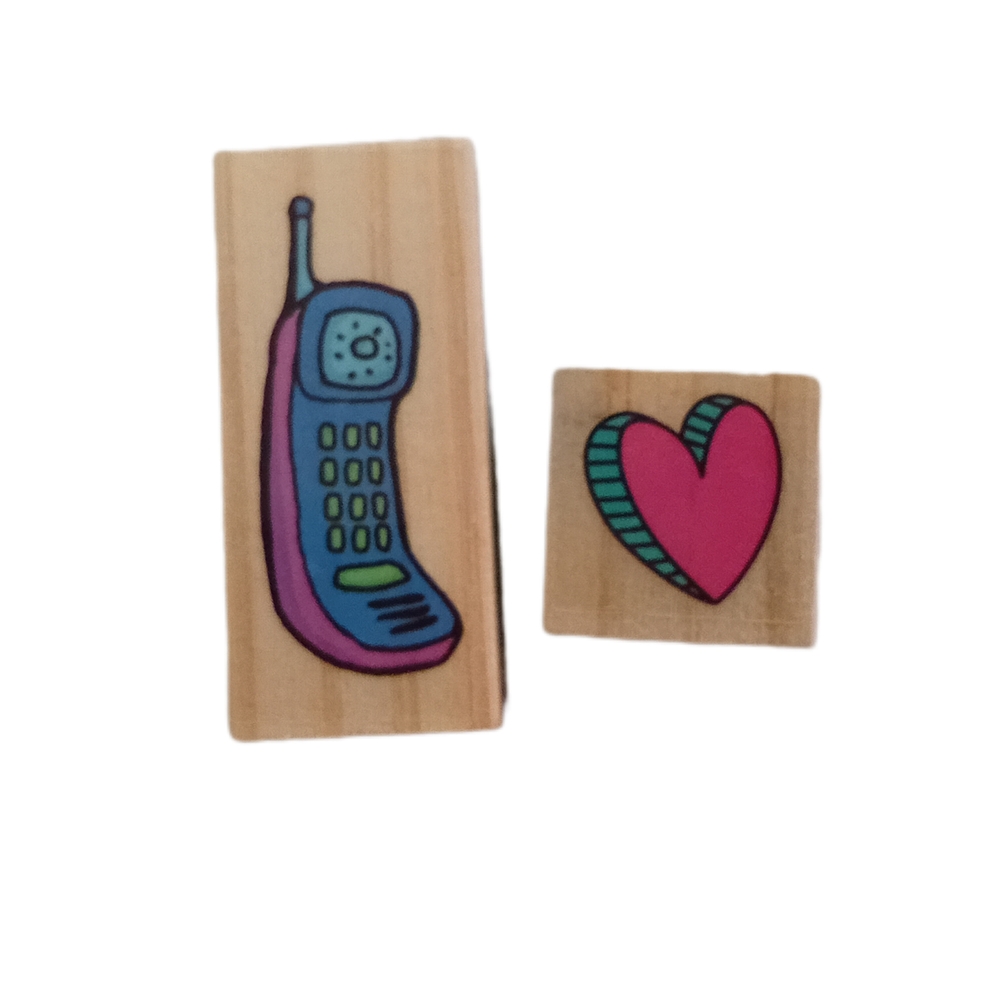 Colorful Heart and Phone Design Stamps